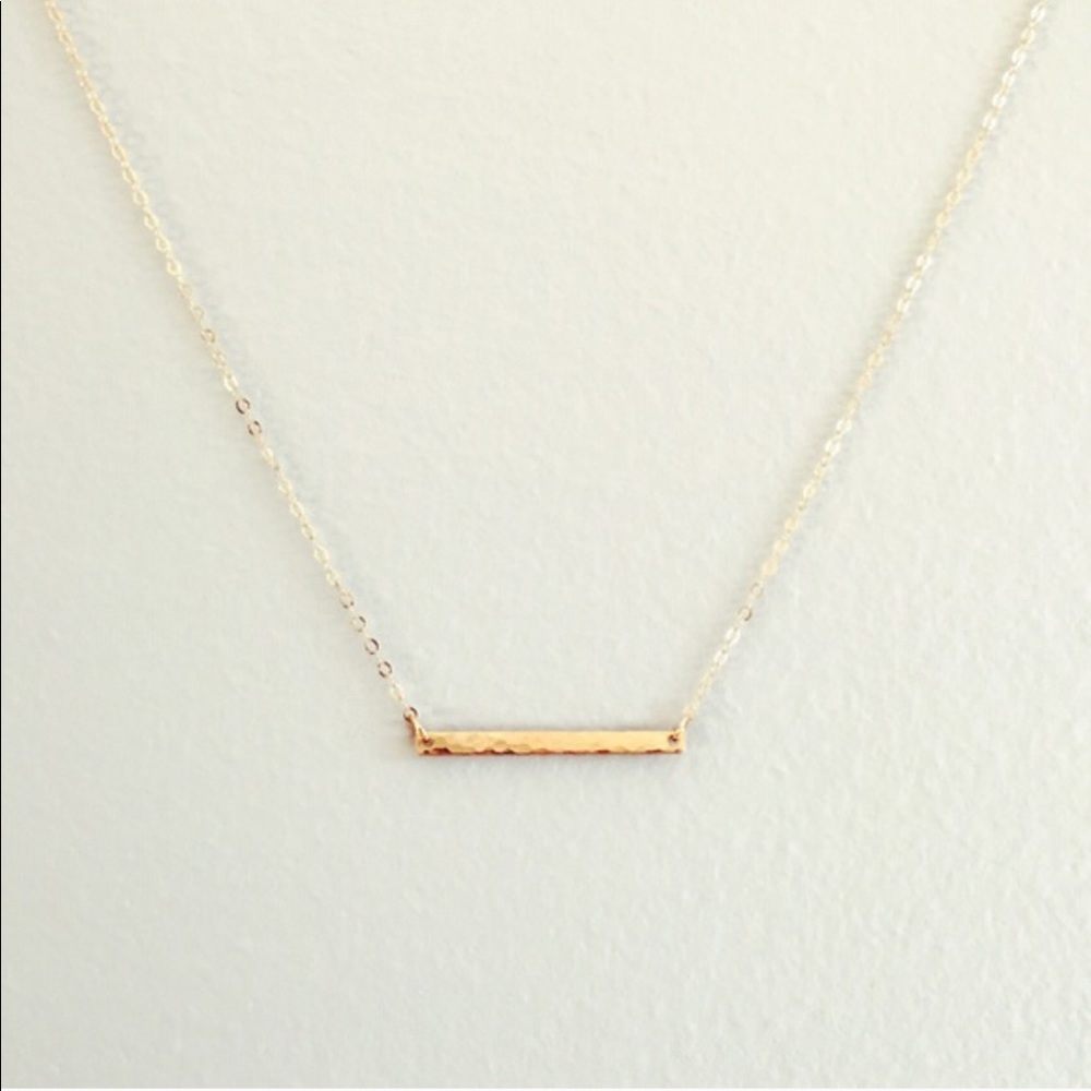 Gold filled hammered texture bar necklace/bracelet